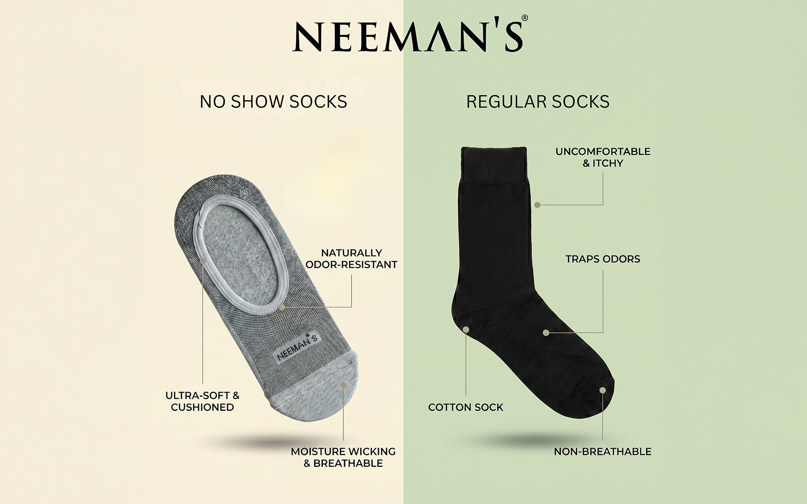 No Show Socks : Black Olive Grey (Pack of 3)