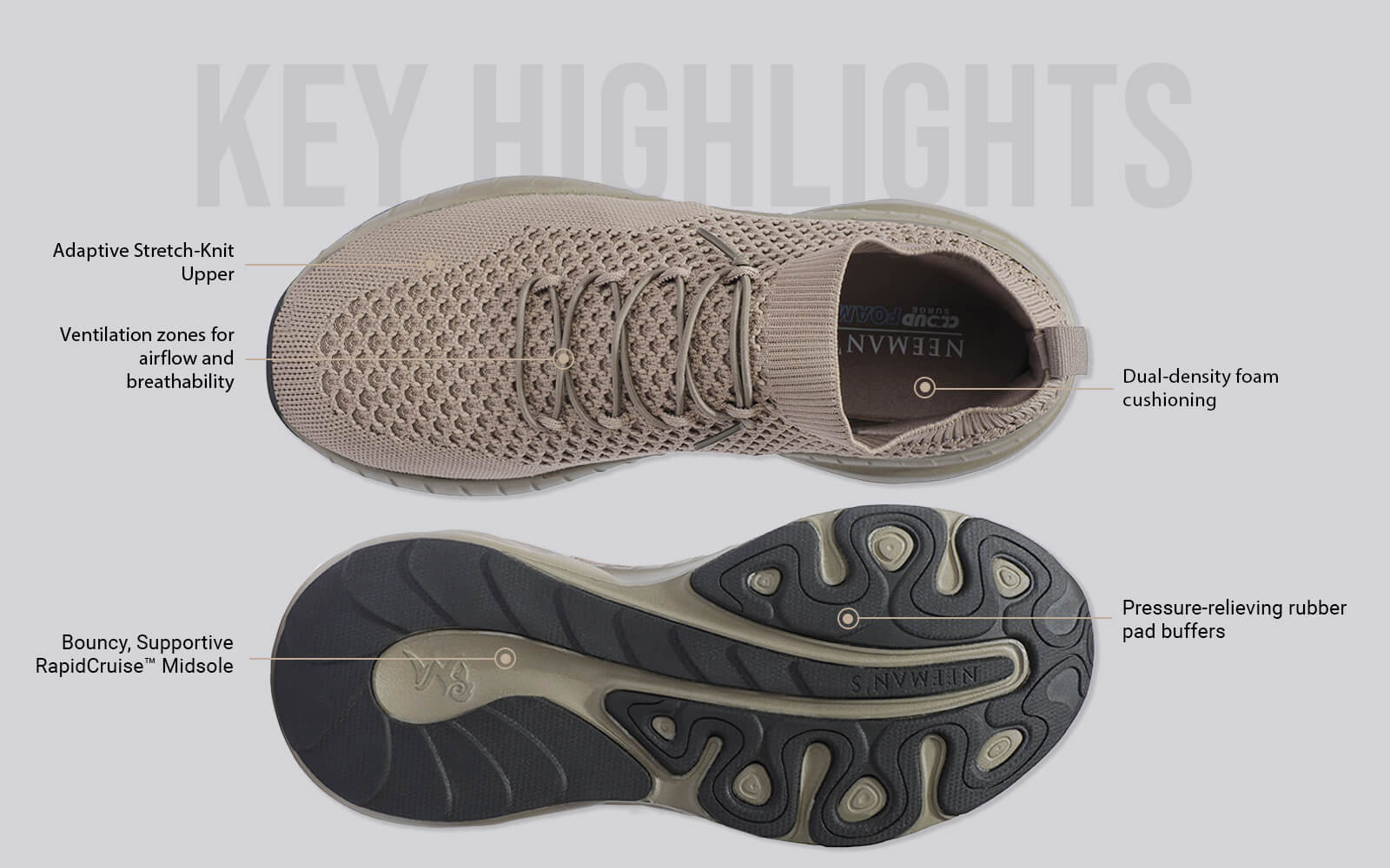 Begin Walk Soothe Lace Ups for Women : Goat