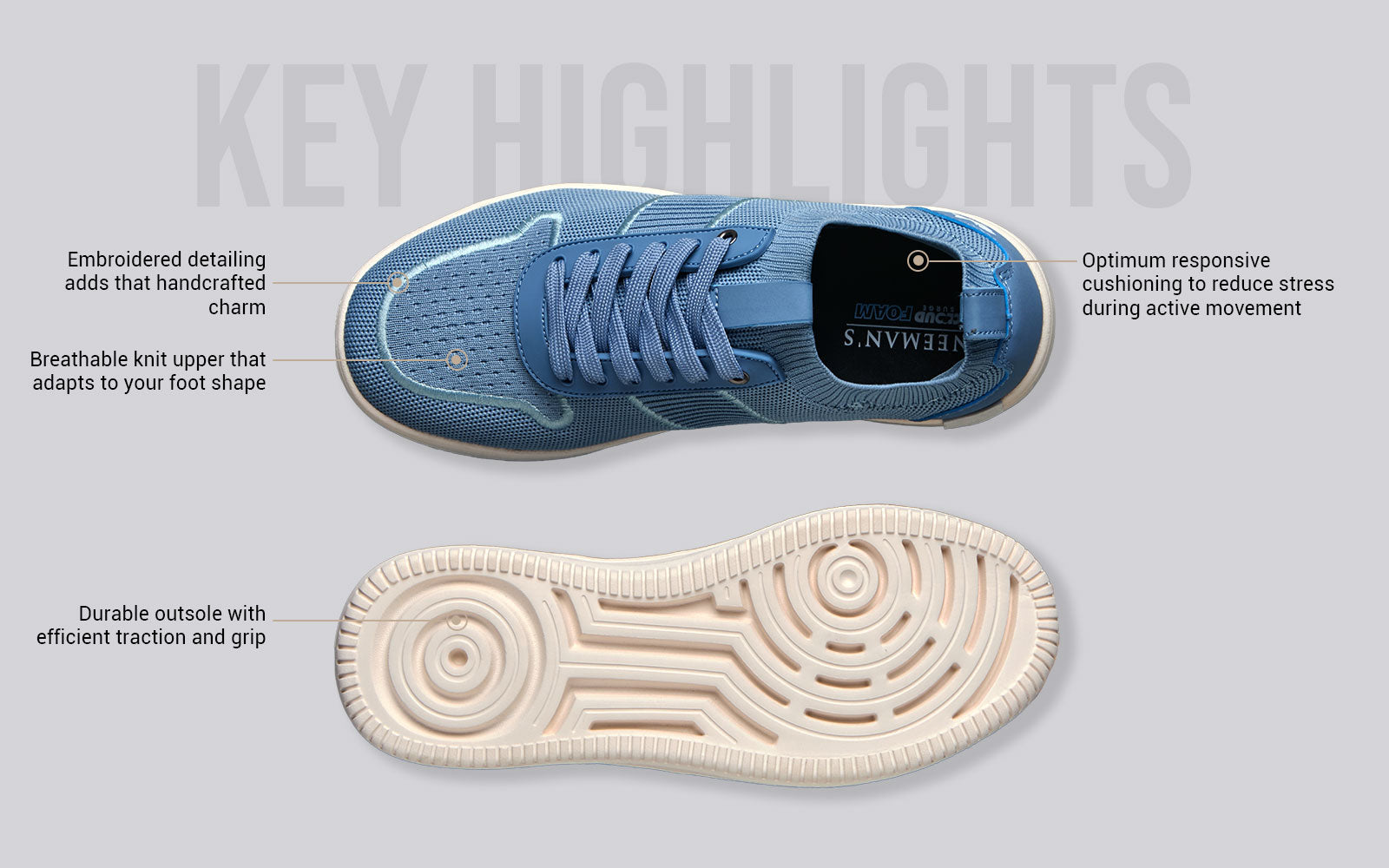 Embroidered Sneakers For Women : Blue