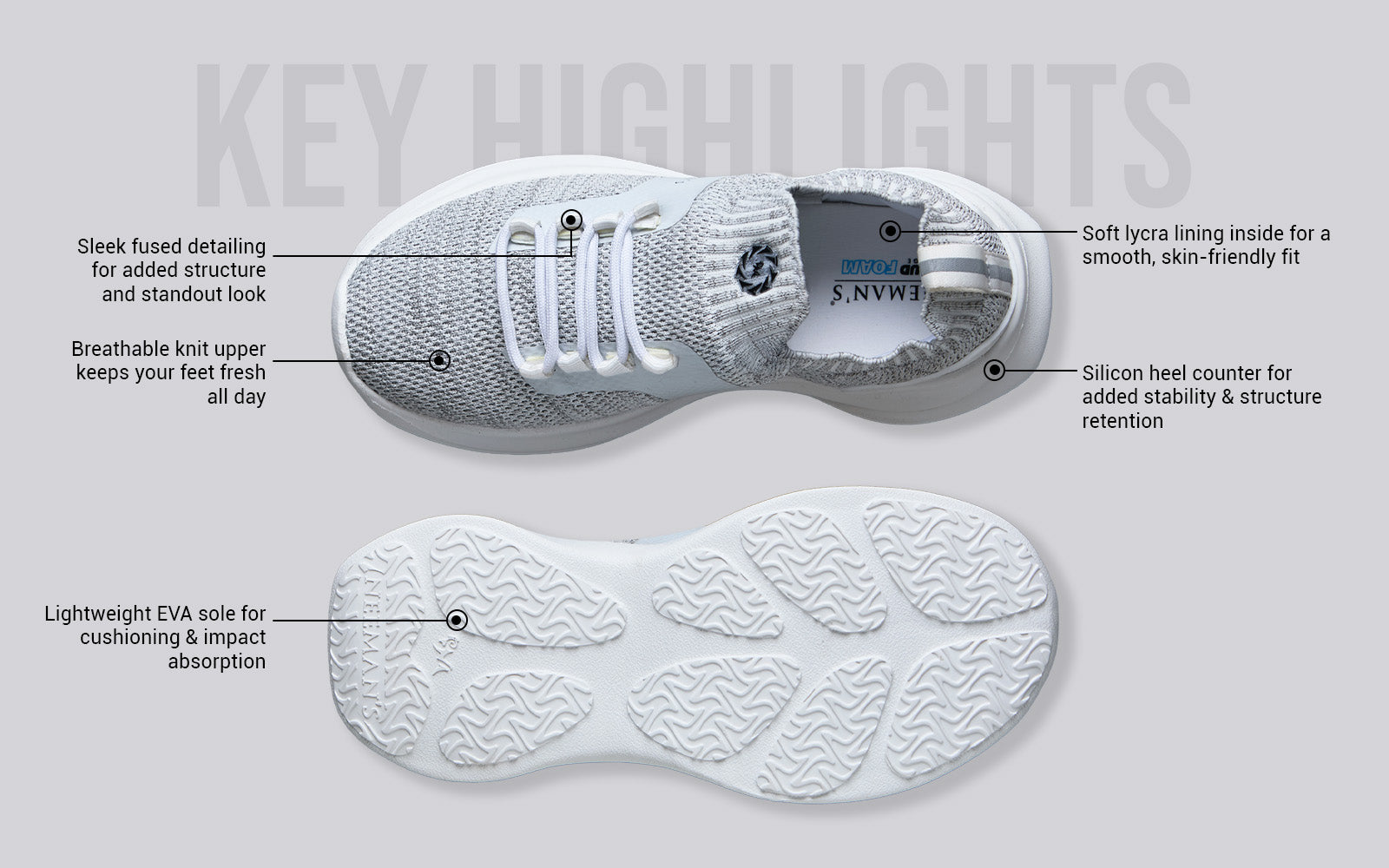 Fuse Knit Sneakers : White