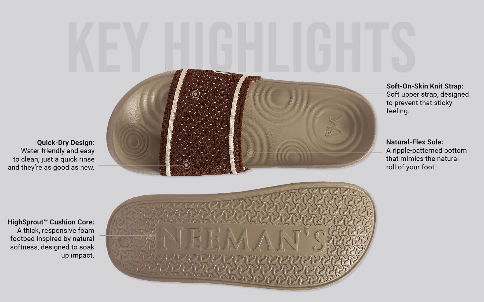 High Sprout Knitro Slides For Men : Goat
