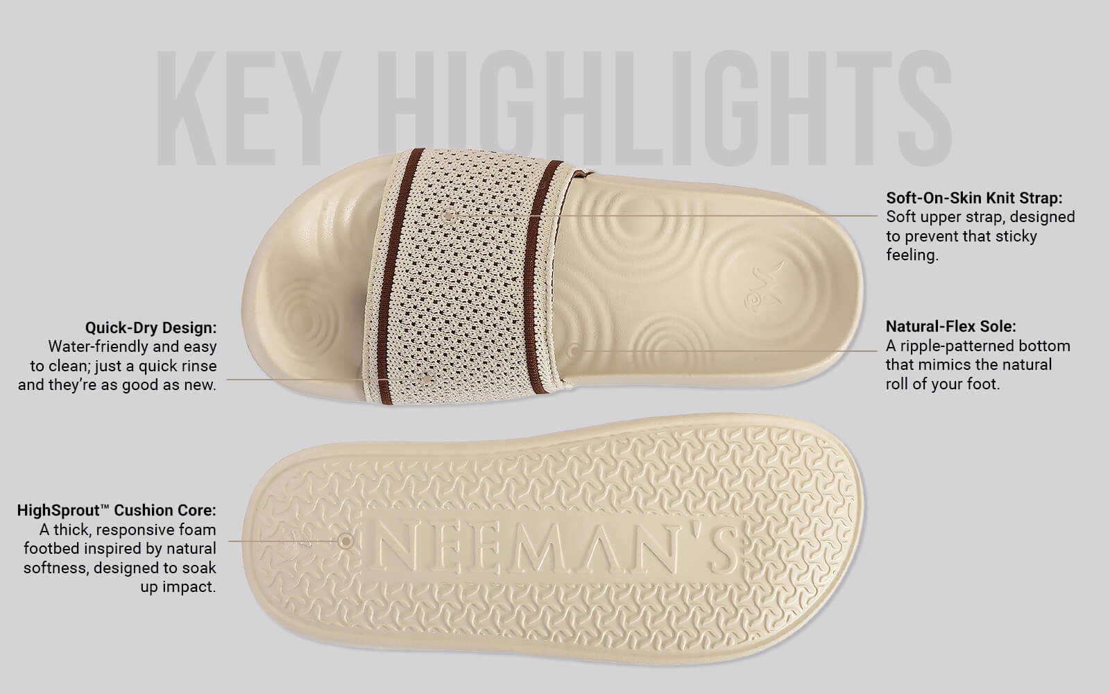 High Sprout Knitro Slides For Men : Ivory