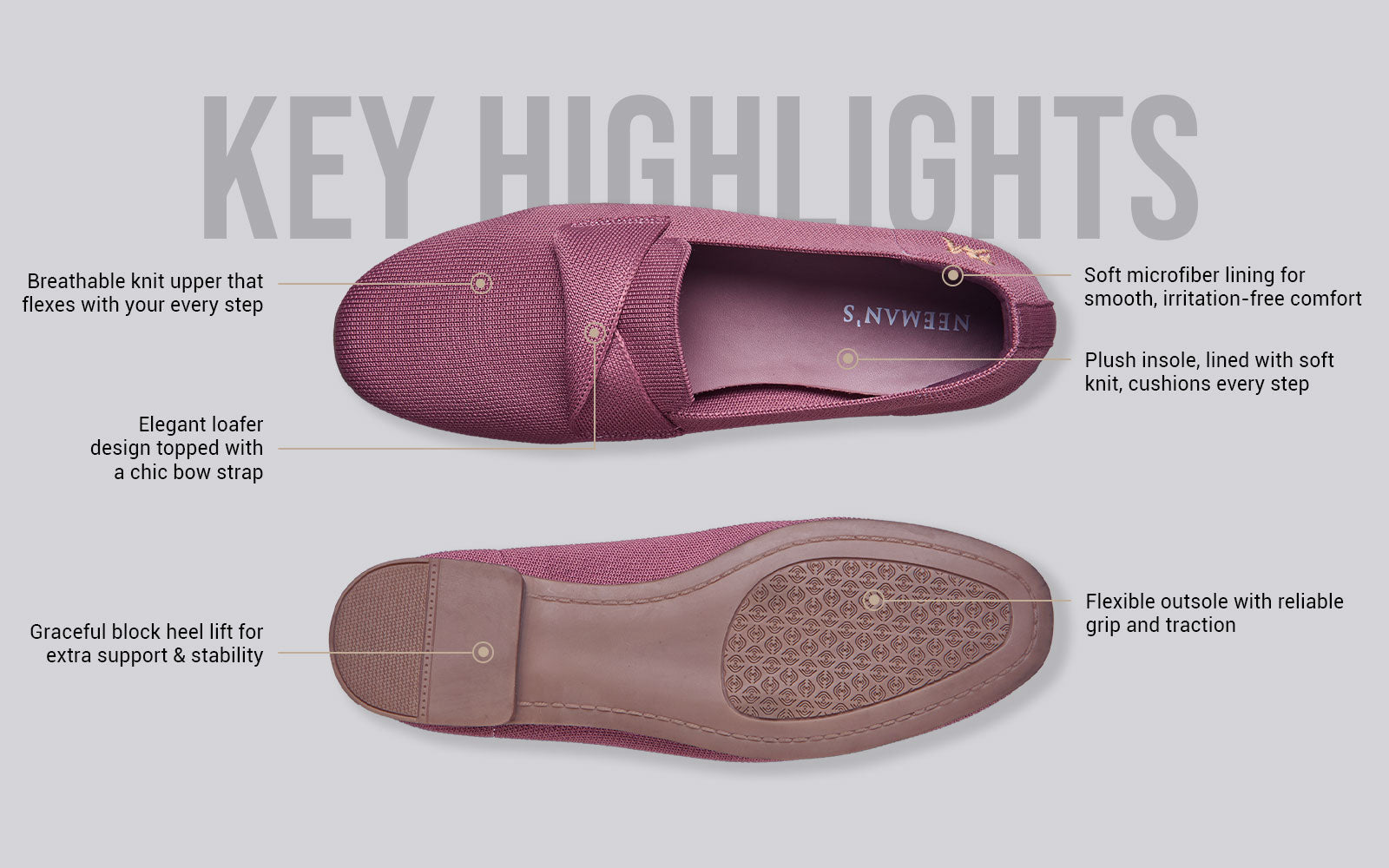 Knit Grace Loafers For Women : Rose