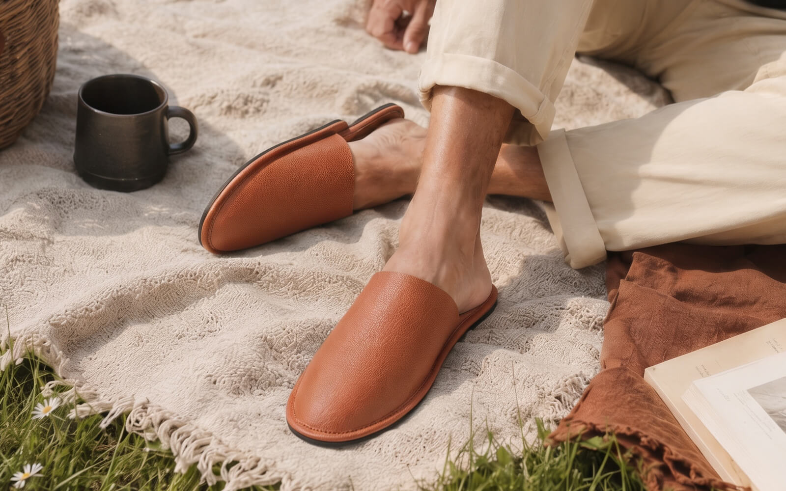 Lounge Mules For Men : Tan
