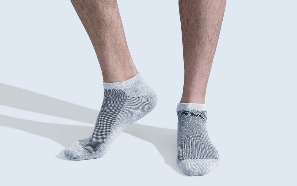 Low-Cut Ankle Socks : Black White Grey (Pack of 3)